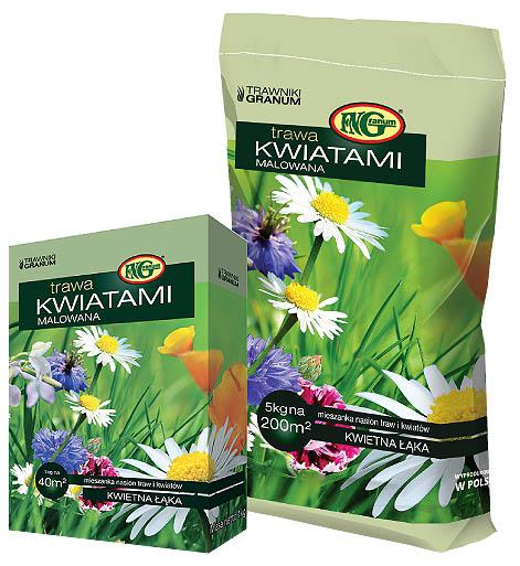 Trawa KWIATAMI MALOWANA - trawnik z kwiatami - 15kg